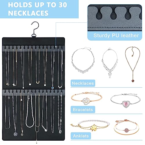 Image of HASTHIP 1pc Double-Sided Jewellery Organizer, 300 Pairs, 30 Necklaces | Double-Sided Storage, Clear Pocket Visibility, Felt Construction,