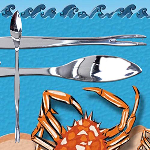 Miniatura 4 de Cuperinox Cubiertos Para Marisco Pinzas Para Marisco Tenazas Para Marisco 12 Unidades Cubiertos Marisco Cangrejo, Langosta, Ostras Tenedor De Marisco Con Dos Dientes Inferiores Y Cuchara.