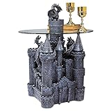 Design Toscano Lord Langton's Castle Gothic Glass-Topped Sculptural Side End Table, 30 Inch, Gray...