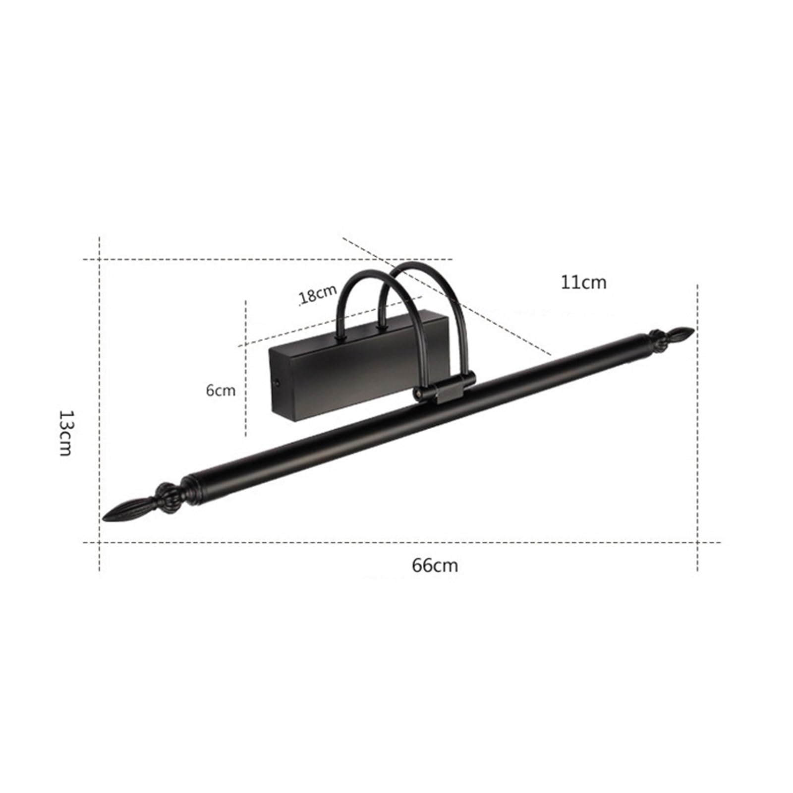 Lámpara de baño LED 9W 56CM Luz de espejo de níquel for dormitorio Vestidor Iluminación de imagen de pared negra Cobertura total(Warm,SAND NICKEL_9W 56CM)