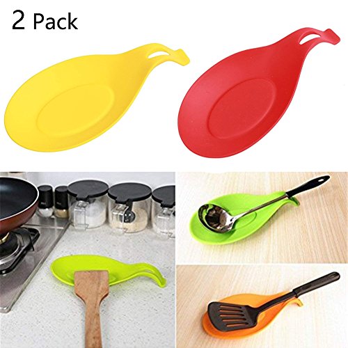 LVEDU - Juego de 2 soportes para cuchara de cocina, silicona, para accesorios de cocina, cucharas, espátula, cepillos, cubiertos 2 unidades