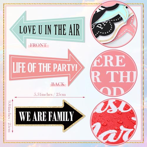 Beeveer 24 Pcs Wedding Photo Booth Props Bulk Wedding Props Kit Party Supplies Photoshoot Selfie Accessories for Bachelorette Weddings Baby Shower Party Decorations - Thumbnail 3