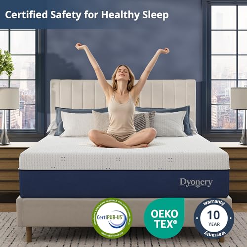 Image of Dyonery Queen Mattress 12 Inch Gel Memory Foam Mattress in a Box, Cooling Sleep & Pressure Relief, Fiberglass Free, CertiPUR-US Certified Foam, Firm Support