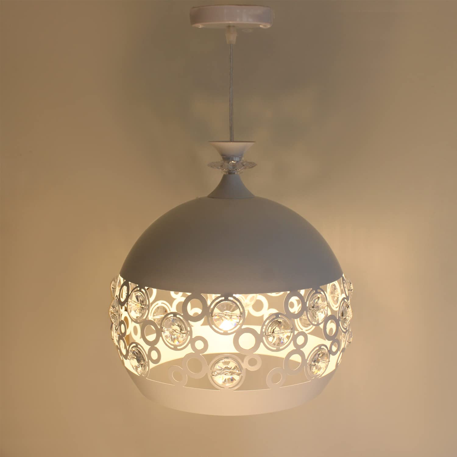 MAKA Lampadario Moderno a Sospensione con Supporto Lampadina E27 in Cristallo Ferro Opaco Lampada da Soffitto Diamanti per Sala da Pranzo Cucina Tavolo Camera da Letto Bar 100 cm x 30 cm Arabesque