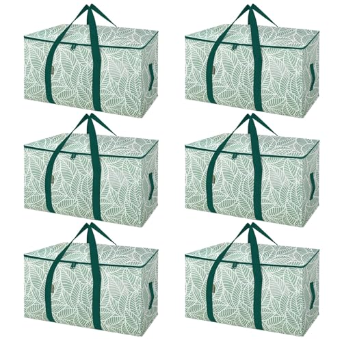 Image of BALEINE 6-Pack Oversized Moving Bags with Reinforced Handles, Heavy-Duty Storage Tote for Clothes, Moving Supplies (Antique Folidage, 6-Pack)