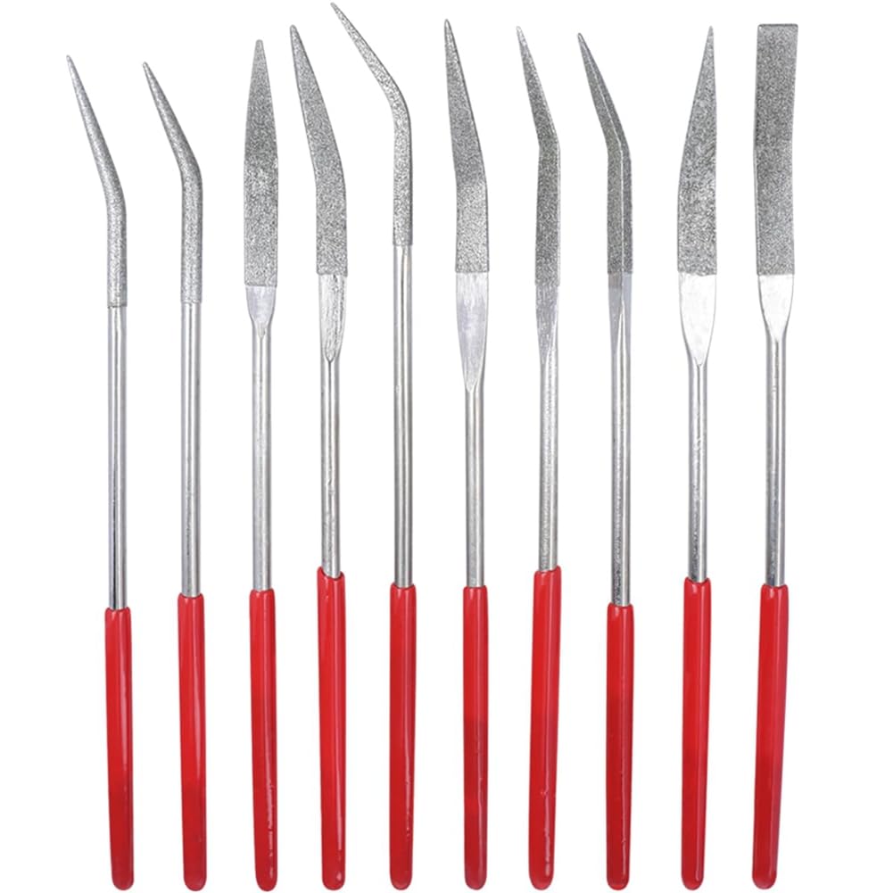 Littimoon 10PCS File Set-3x140mm Curved Shaped Needle Files for Metalworking, Woodworking, Jewelry, and Crafting