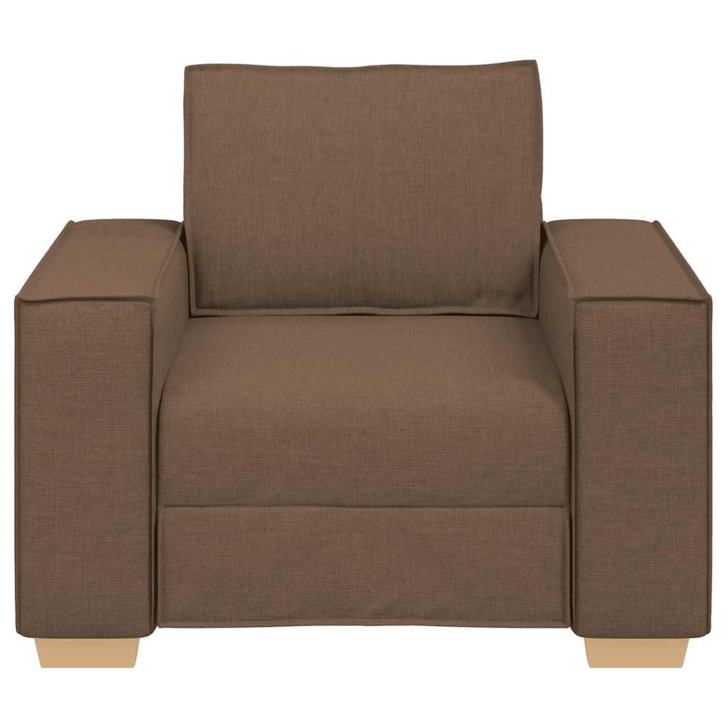 Sofa krzesło brązowe, 60 cm, materiał, pojedynczy fotel wypoczynkowy z szerokimi podłokietnikami, przytulny fotel do salonu, biura, sypialni, wygodna tapicerka, wytrzymała konstrukcja
