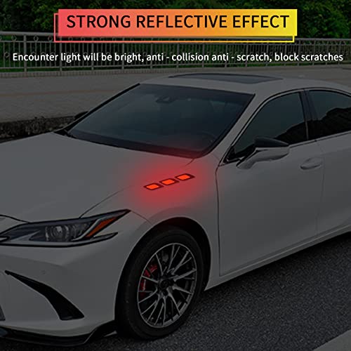 Sunbreath 6Pcs Car Fender Hood Bumper Reflective Decal Safety Warning Stripe Stickers Car Protection Body Stickers Decoration Universal Black-Red #TOP4