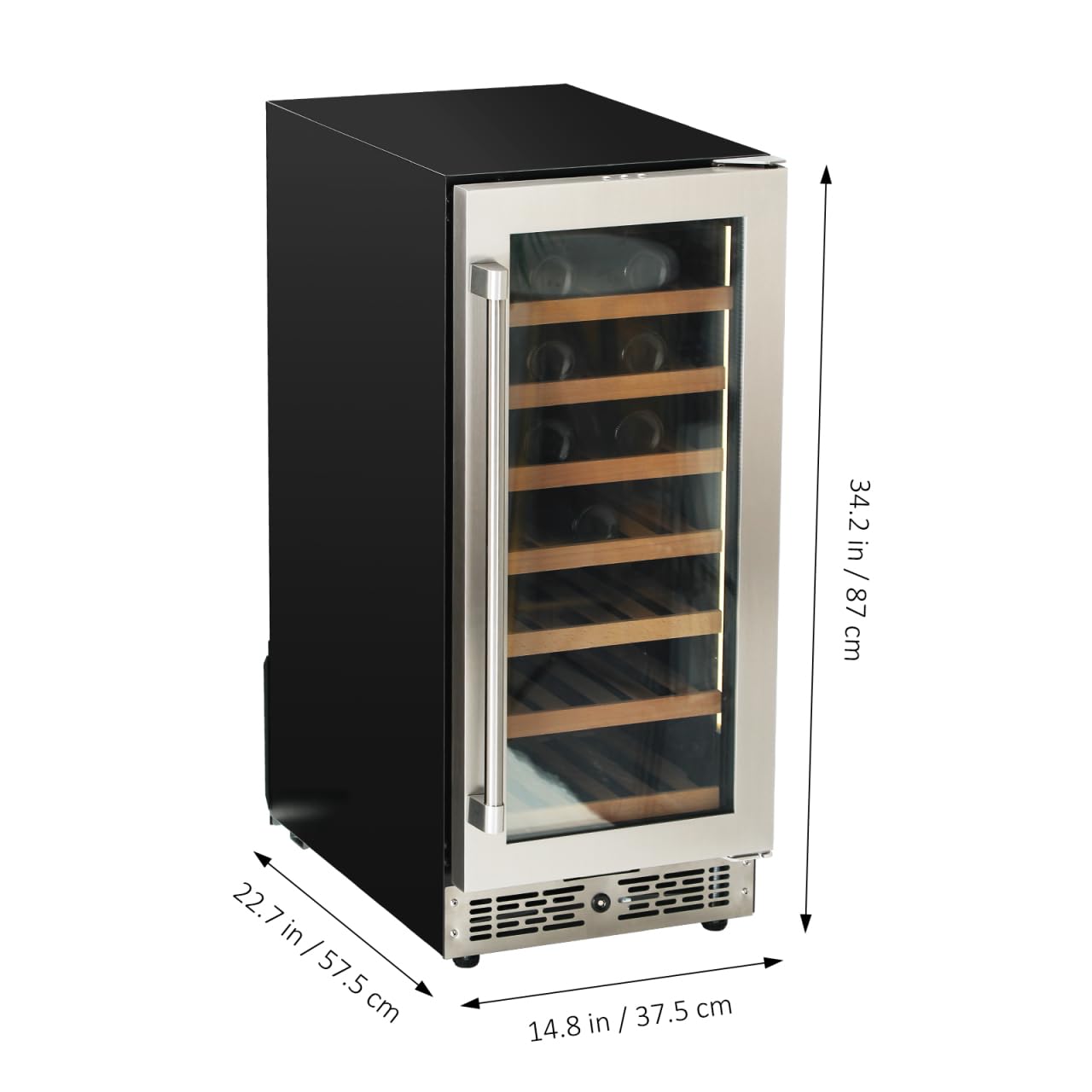 Under Counter Wine And Beer Fridge, 15 Inch 93l Beverage Refrigerator With Glass Door, 41-64°F Digital Control, 7 Removable Shelves For 33 Bottles, Freestanding Mini Fridge For Home Bar Office on Fridge.com - View 6