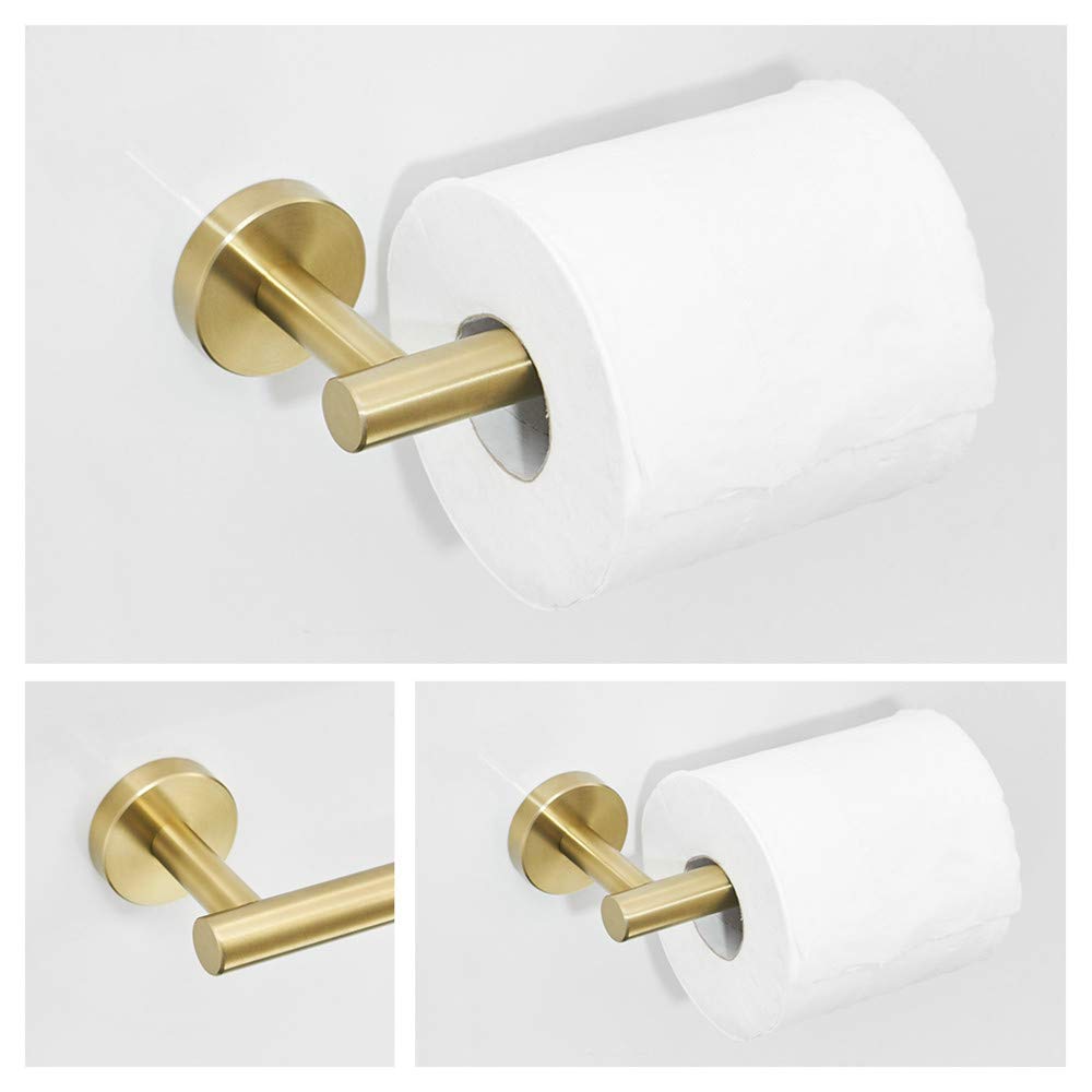 30 cm Toallero Portarrollos para Papel Higiénico Gancho de Pared, Accesorios de Baño de Acero Inoxidable, Oro Cepillado (3 Piezas)