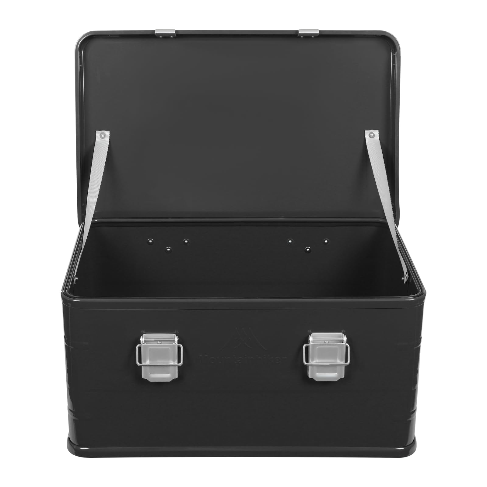 Boîte de rangement avec couvercle - 50 l - En alliage d'aluminium - Organiseur de camping pour l'organisation et le rangement - Noir