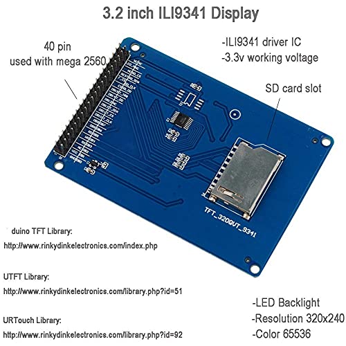 Image of ILI9341 Display 3.2 inch + Breadboard Jumper Wire Alligator Clip Cable