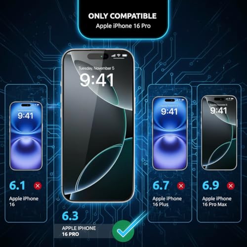 Image of OHAYO Military Strength Tempered Glass Screen Protector Compatible with iPhone 16 Pro (Gaming) | 9H+ Hardness, Strong Protection, Full Screen Edge-to-Edge Cover, Scratch Resistant, Bubble-Free Install, Ultra HD Clarity