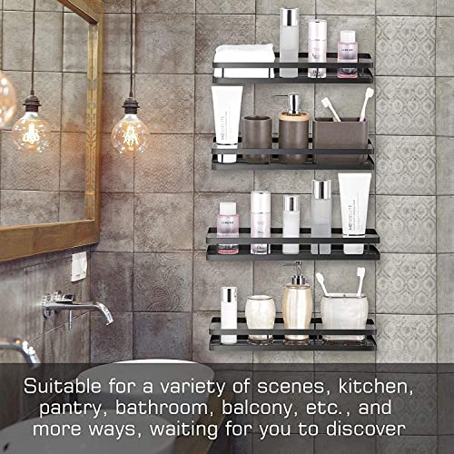 Image of Wall Mounted Spice Rack Organizer 4 piece Pack,Hanging Spice Seasoning Rack Shelf Holder Organizer Storage for Kitchen Cabinet Pantry (Modern) (Classic) with 5 Hooks