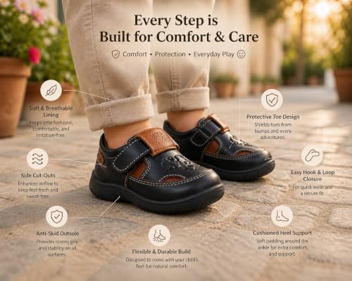 Image of Goal-1 Sandals Casual Fisherman Adjustable Sporty Summer Closed Comfortable Toe Sandals with Premium PU Padding For unisex kids-pack of 1(18 Months-4.5 Years)