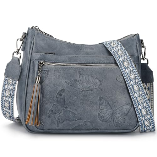 Image of BELTANA Crossbody Bags for Women Trendy Vegan Leather Hobo Purses Medium Butterfly Cross Body Purse with Wide Strap | Adjustable Strap