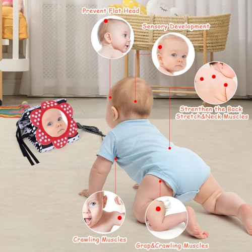 Image of SNOWIE SOFT Cloth Book 0-3 Years High Contrast Squeaky Toy Mirror Washable | Tummy Time Focus, Sensory Engagement, Gentle Fabric, Squeak and Reflective Panel, Washable Care, Seller Support