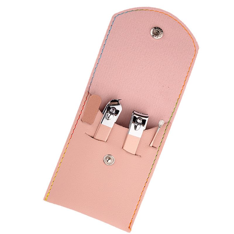 4PCS Stainless Steel Nail Clipper Set Professional Manicure Pedicure Kit with Cuticle Pusher Ear Spoon Compact Travel Grooming