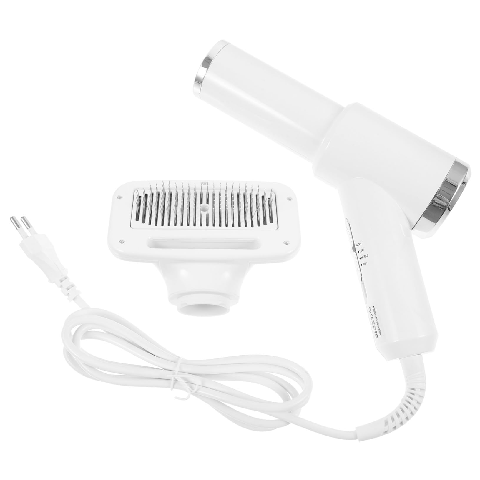 Kisangel Brosse Sèche-cheveux pour Animaux Portable en Plastique Blanc, Outil Sûr de Toilettage pour Chiens et Chats, Séchage Rapide et Confortable à Domicile