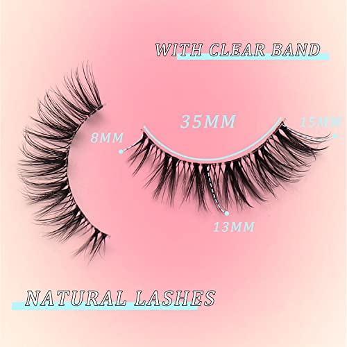 Veleasha False Lashes With Clear Band Fox Eye Lashes 3D Natural Look Fake Eyelashes 10 Pairs Multipack Demi Wispies Lightweight False Eyelashes For Eye Makeup | F809 #TOP1