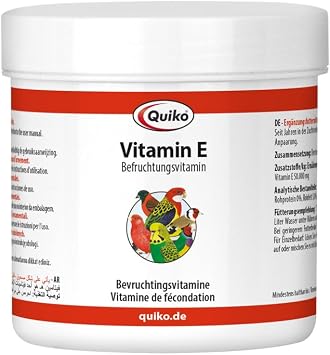 Quiko Vitamin E 140 g powder - Fertilisation vitamin for pet birds, racing pigeons & chickens - Supports breeding & promotes excellent breeding results