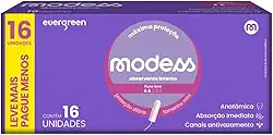 Absorvente Interno Modess Mini Fluxo Leve com 16un Evergreen
