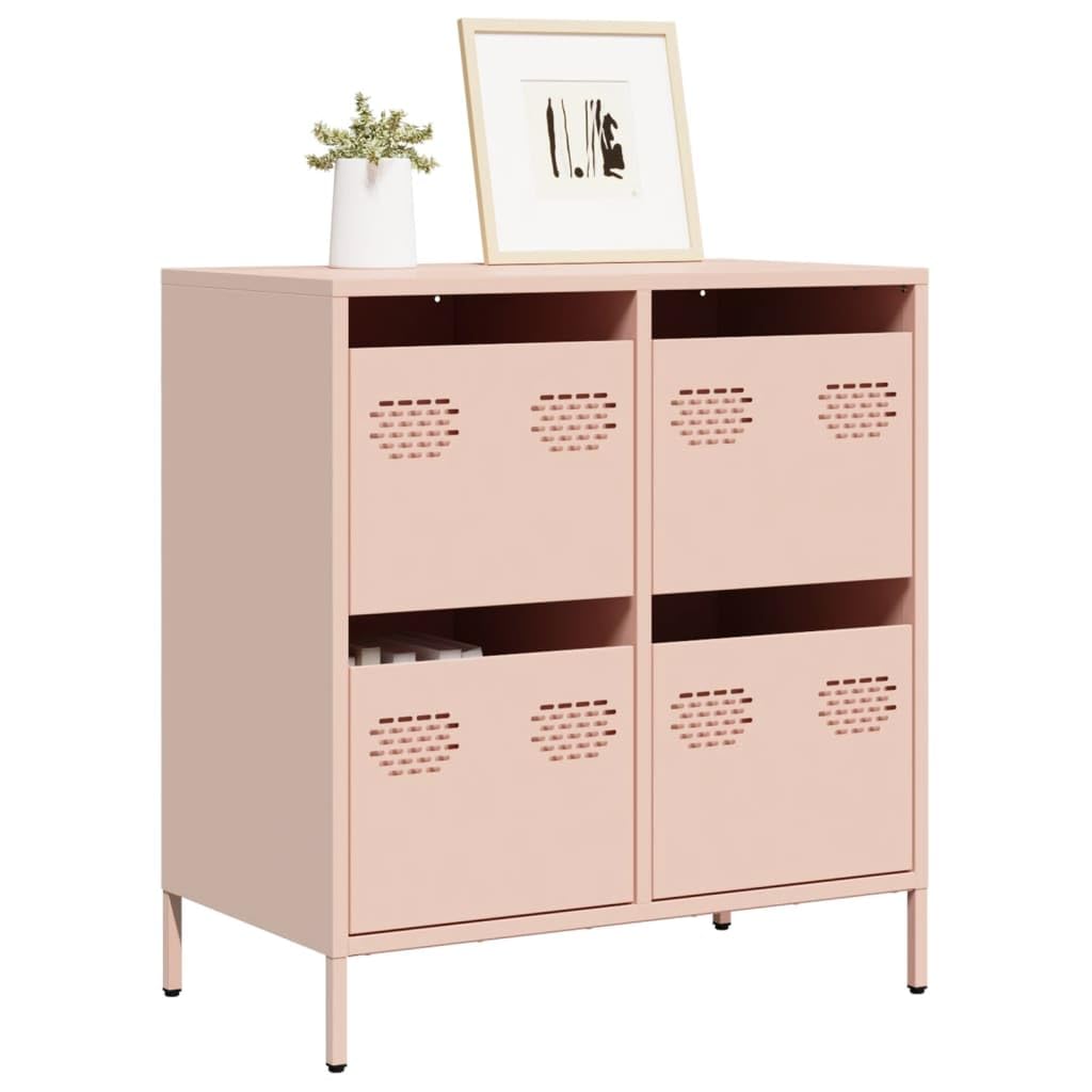Buffet rose 68 x 39 x 73,5 cm en métal avec 4 tiroirs