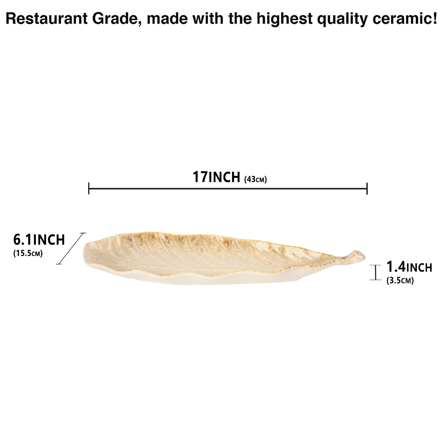 jinsongdafa Serving Platter Olives Plate Set of 2, Large Serving Tray for Entertaining, Porcelain Trays and Platters, Salad Appetizer Tray,Dishwasher & Microwave Safe, Gradient beige 17 Inch