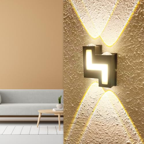 Image of GIGAWATTS 7W Z-Shaped Wall Light 3 Way BIS Approved IP65 Waterproof LED Exterior Indoor Mount Fixture Up Down Sconce Lamp for Home Patio Garden Balcony Decor (1Pc, Warm White)