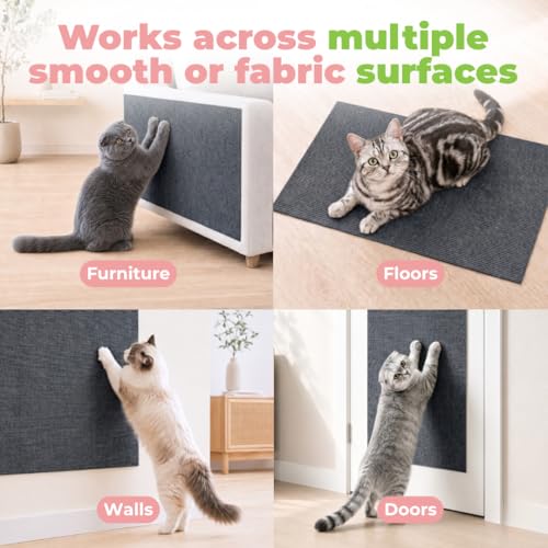 Image of Best Pet Supplies Catify Cat Scratcher, Fun Interactive Scratchers, Posts, Poles, Claw Safe, Furniture Saver Indoor Play Support Natural Cat Behaviors Heavy Duty - Gray Mat - L: 78 inch