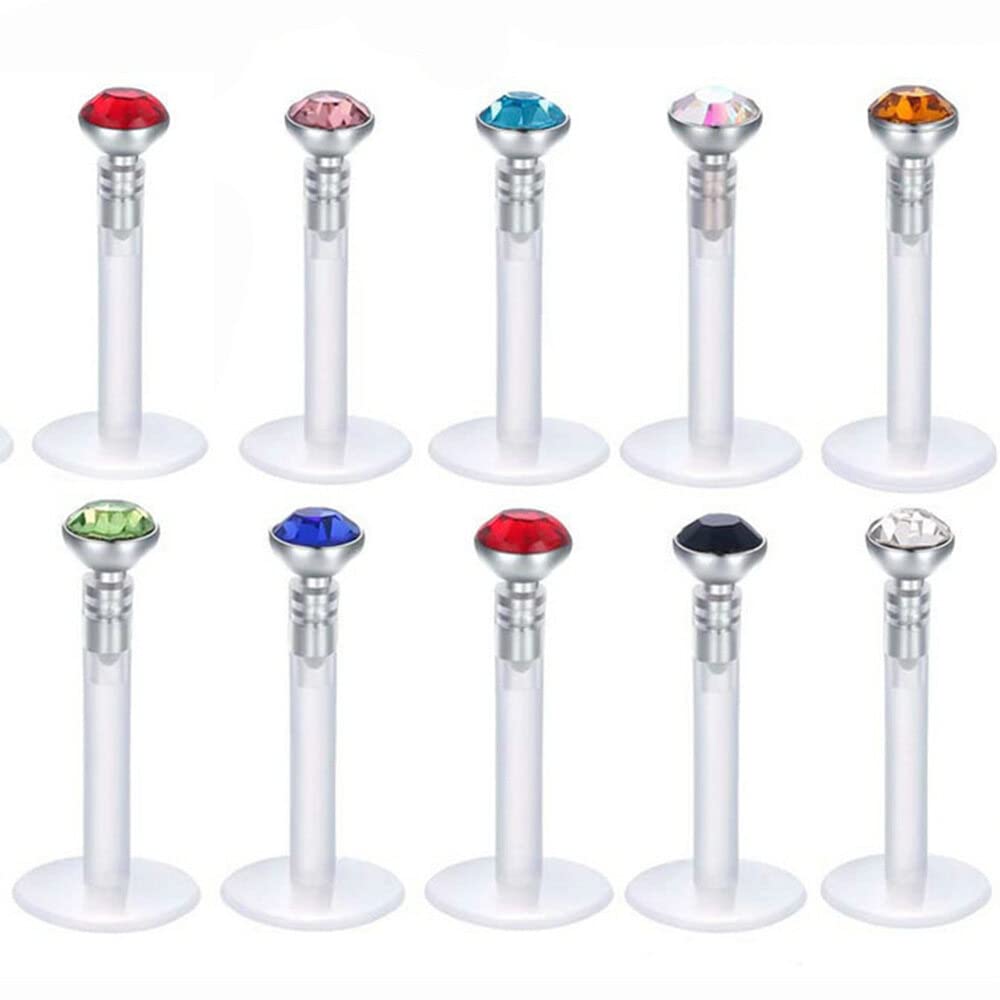 Generic10Pcs Labret Lip Rings Bioflex Labret Tragus Cartilage Earring Stud Medusa Monroe Piercing