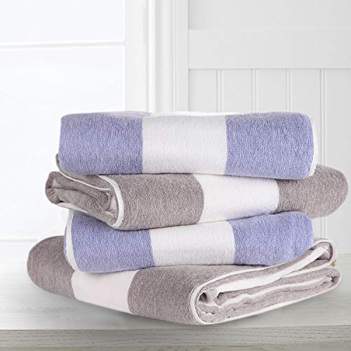 Clowood MORZA/VA795 Plush Oversized Beach Towel - Cotton 40 X 72 Inch Large Thick Charcoal Grey Striped Cabana Pool Swimming Towel thumb #3