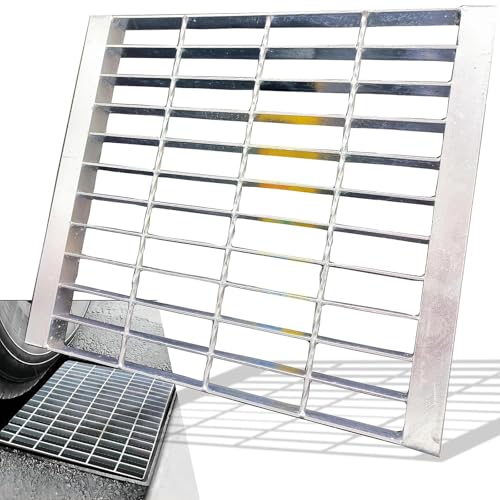 Image of Galvanized Steel Drain Grate with Lip, Channel Cover 16x16 in