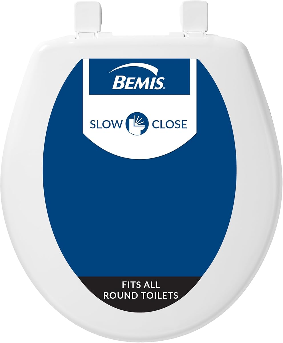 BEMIS 730SLEC 000 Toilet Seat Will Slow Close and Removes Easy for Cleaning, Round, Plastic, White