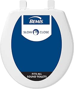 BEMIS 730SLEC 000 Toilet Seat Will Slow Close and Removes Easy for Cleaning, Round, Plastic, White