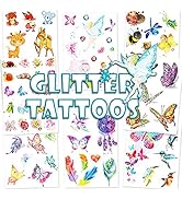 Konsait 84pcs Glitter Tattoos for Kids, Glitter Flash Scented Tattoos Animal Jungle Woodland Zoo ...