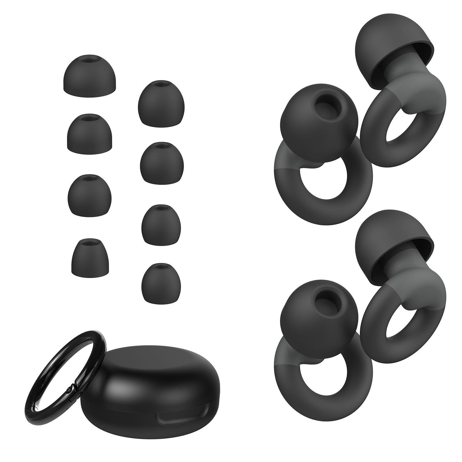 ear plugs for sleeping 2 pairs of reusable earplugs for noise reduction 25db-30db with 8 ear tips soft hearing protection ear plugs for concertnoise sensitivity study amp work black
