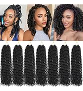 Ahrencan Passion Twist Hair-14 Inch 7 Packs Water Wave Crochet Hair,Black Curly Wrapping Hair For...