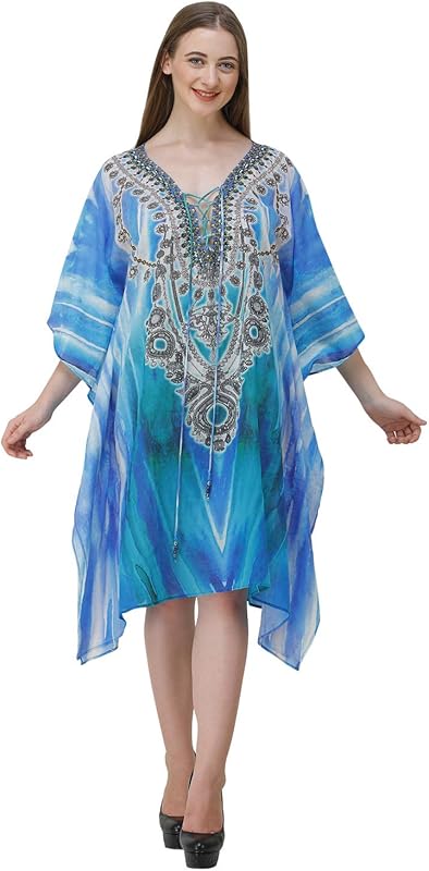 Printed cotton kaftan beach cover up