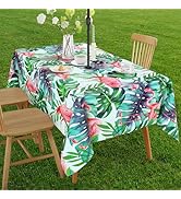 Vaukki Outdoor Picnic Fitted Tablecloth with a Hole and Zipper, Waterproof Patio Table Cloth, Wip...