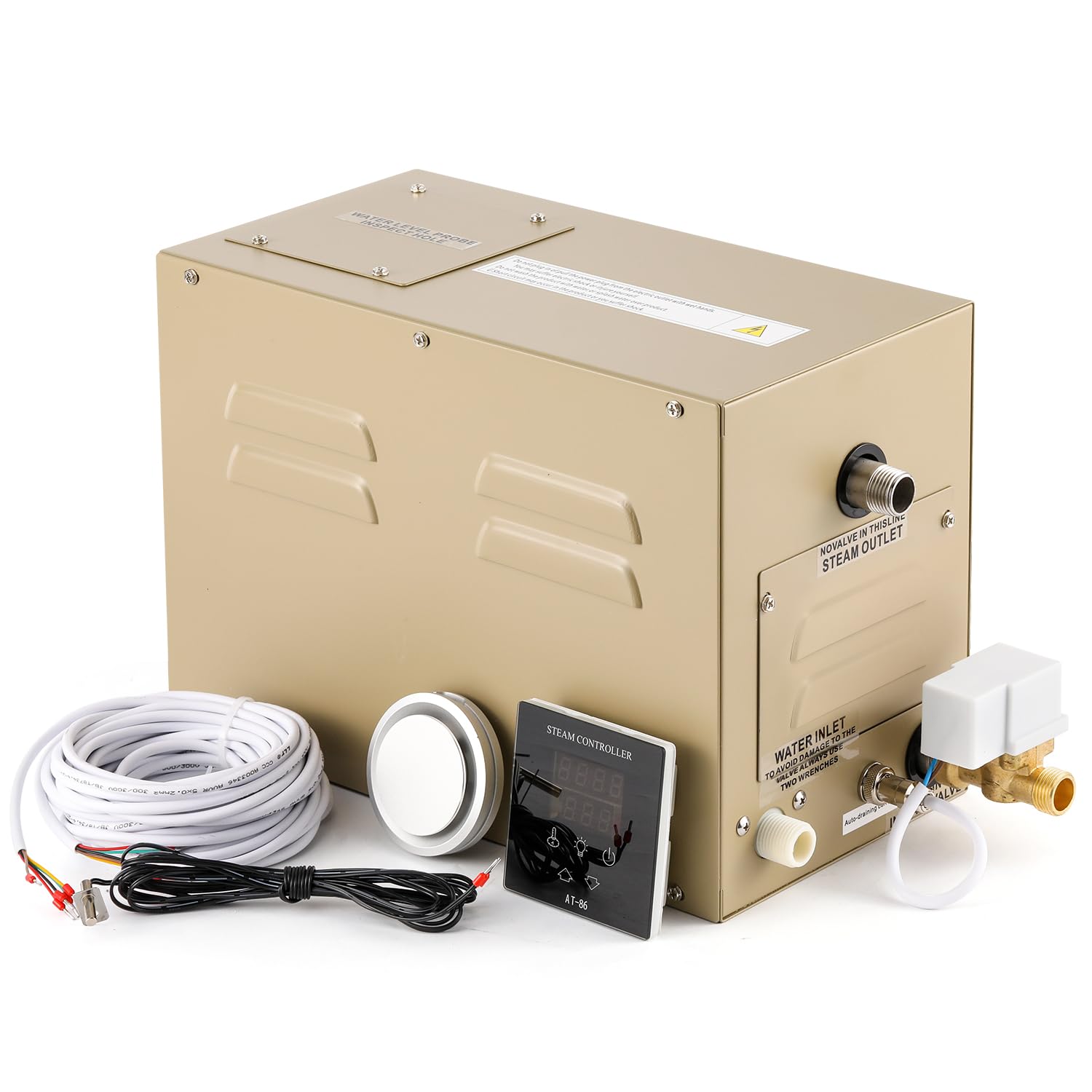 steam shower generator kit 9kw for bath sauna spa aromatherapy steam head self-draining system led touchscreen controller 12-hour timer 77-131 for 318cbft9m room