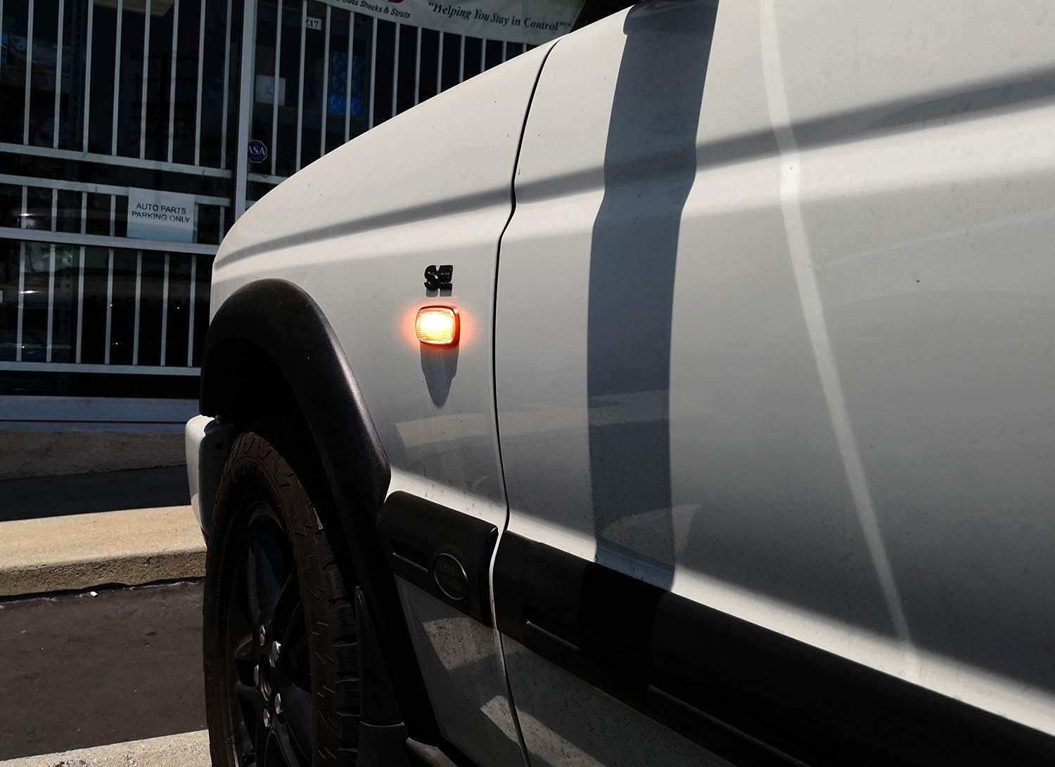 iJDMTOY Smoked Lens Amber Full LED Front Side Marker Light Kit Compatible With 1998-15 Land Rover Defender, 02-05 Freelander & 98-04 Discovery 2 LR2, Powered by 16-SMD LED, Replace OEM Sidemarkers