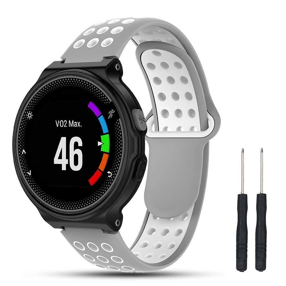 For Garmin Forerunner 220/230/235/630/620/735XT Silicone Sports Band Strap Strap Silicone Fitness Wrist Smart Watch Band Strap Breathable Garmin Approach S20 S5 S6 (Grey/White)