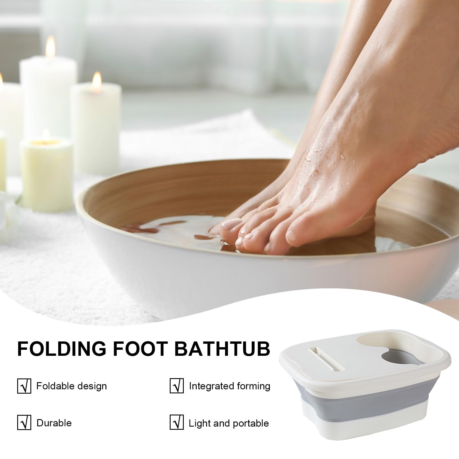 Bassin de bain de 40 x 32 x 17 cm, baignoire de bain pour les pieds, baignoire de bain de pieds pliable, seau de massage des pieds, seau de massage des pieds, bassin spa pour tremper le