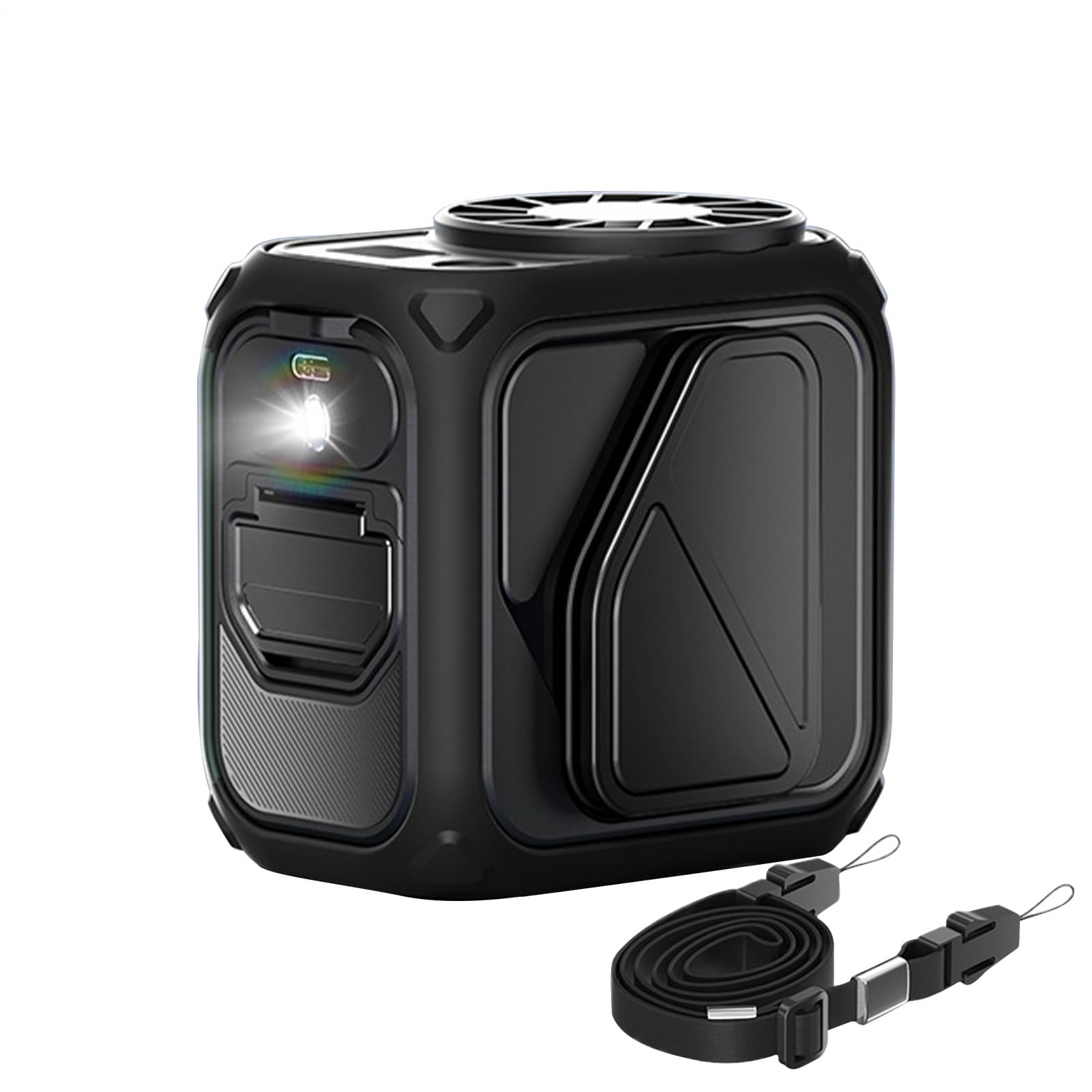 Ventilateur de cou portable contre la chaleur pour camping avec lampe de poche 12h