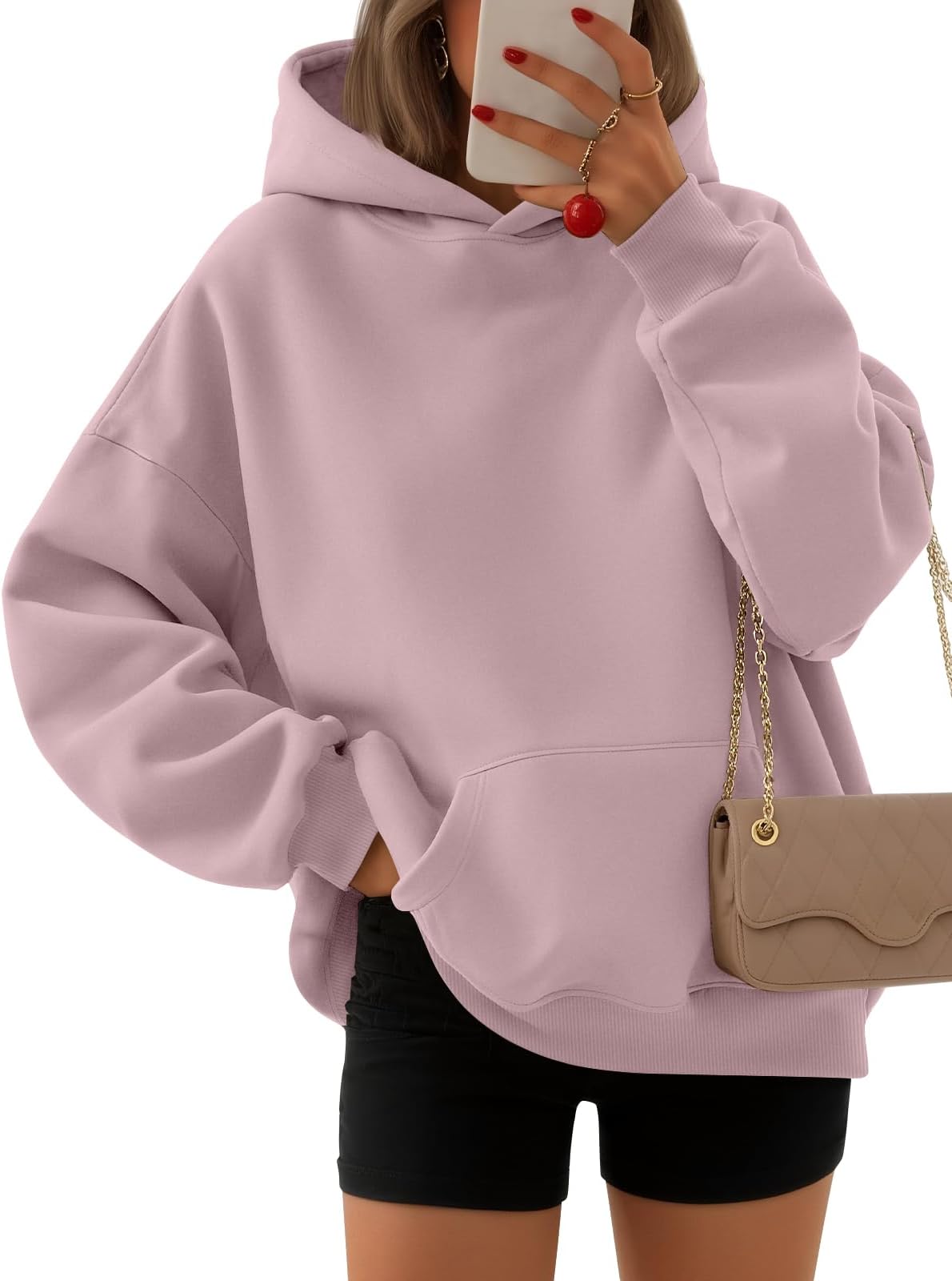 EFAN Women's Oversized Fleece Hoodie, Cozy Plush Pullover Sweatshirt with Pocket