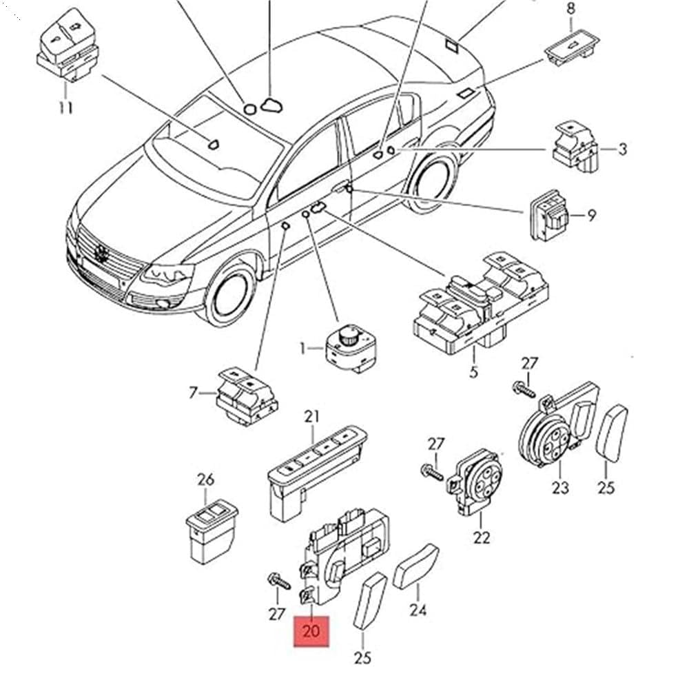 8E0959748A Rechter vorderer elektrischer Sitzverstellschalter für A3 A4 A6 Avant TT Passat B6 Golf MK5 MK6 Octavia Exeo 8E0 959 748