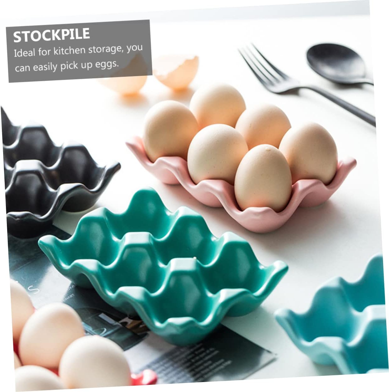 2pcs Stackable Ceramic Holder Kitchen Storage Tray for Compact Design for Refrigerator Organization and Easy to Clean