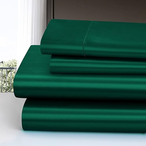 Miniatura 2 de Homiest 4pcs Satin Sheets Set Luxury Silky Satin Bedding Set with Deep Pocket, 1 Fitted Sheet + 1 Flat Sheet + 2 Pillowcases