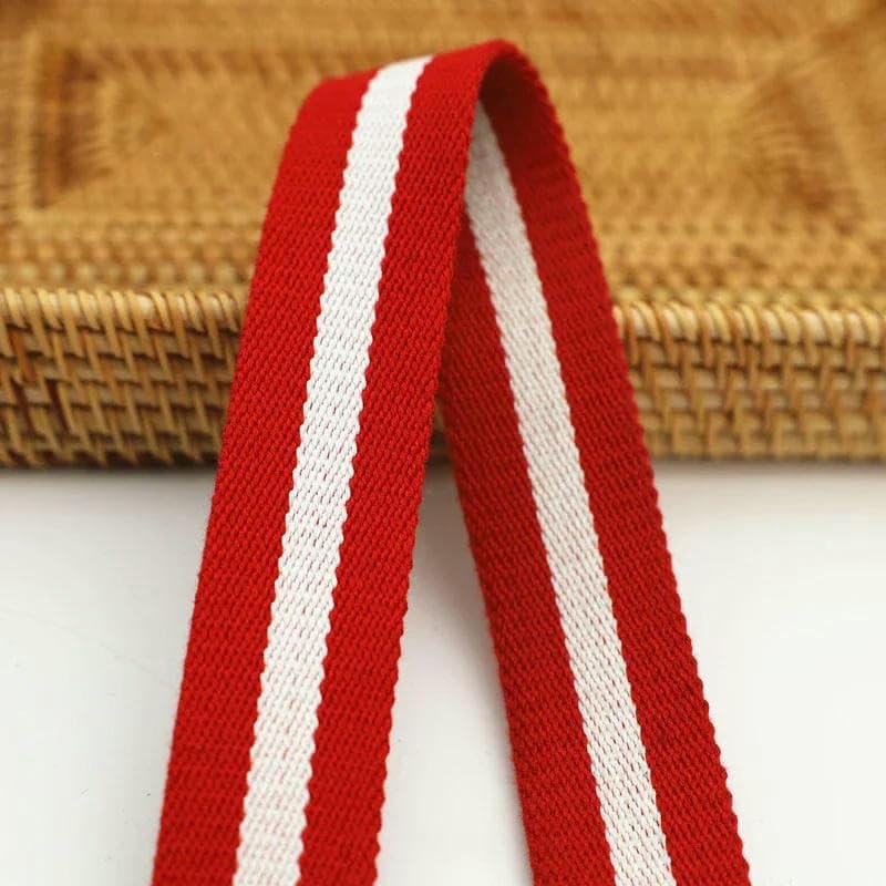 Cinta de poliéster y algodón de 38 mm y 2,5 mm de grosor, ideal para coser en casa, para bolsos, sombreros, etc., de 2, 5 y 10 metros (rojo y).